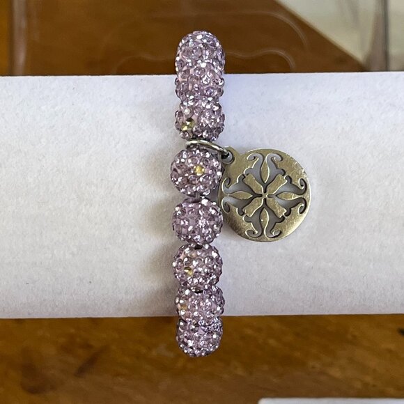 Rustic Cuff Emerson Lavender Pave Rhinestone Stretch Bracelet - Picture 3 of 3